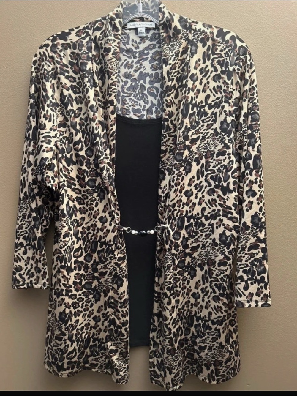 animal print top - womens XL - faux tank / jacket - notations